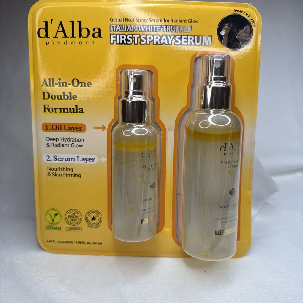 d'Alba Piedmont Italian White Truffle First Spray Serum 100 ml +180 ml Open Box